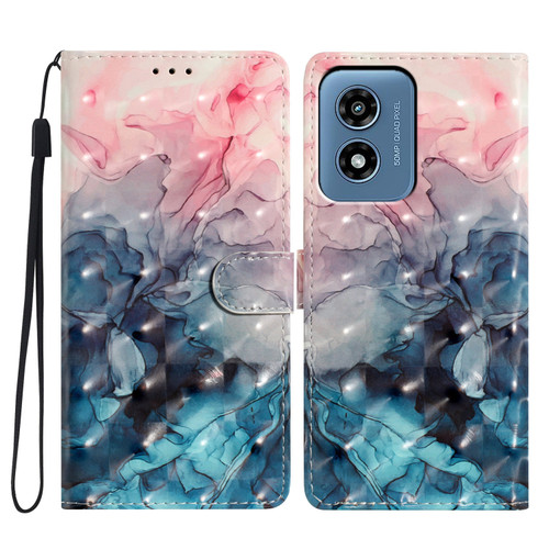 Moto G Play 2024 3D Pattern Leather Phone Case - 3D Pink Blue Marble